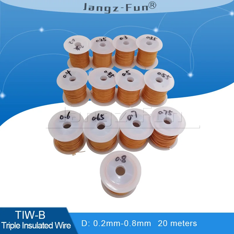 20meters Bare Copper Diameter 0.20mm-0.80mm Triple Insulated Wire TIW-B for Transformer Inductor Winding Wire