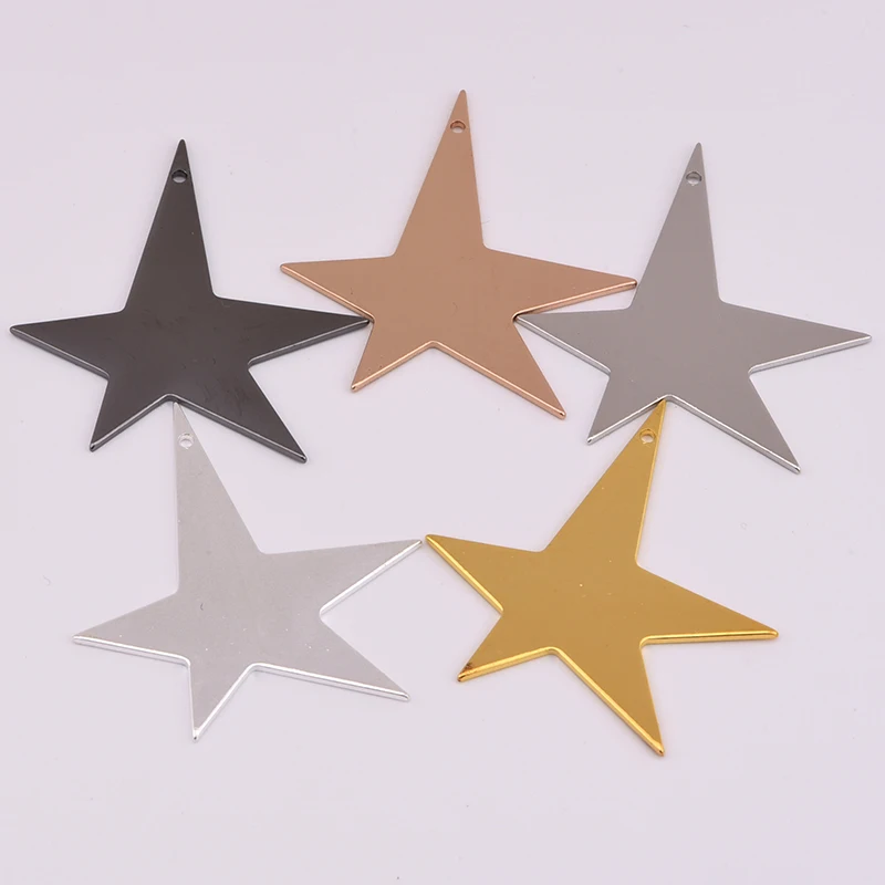 6pcs solid geometric shape five-pointed star earrings necklace pendant with holes for diy making jewelry accessories