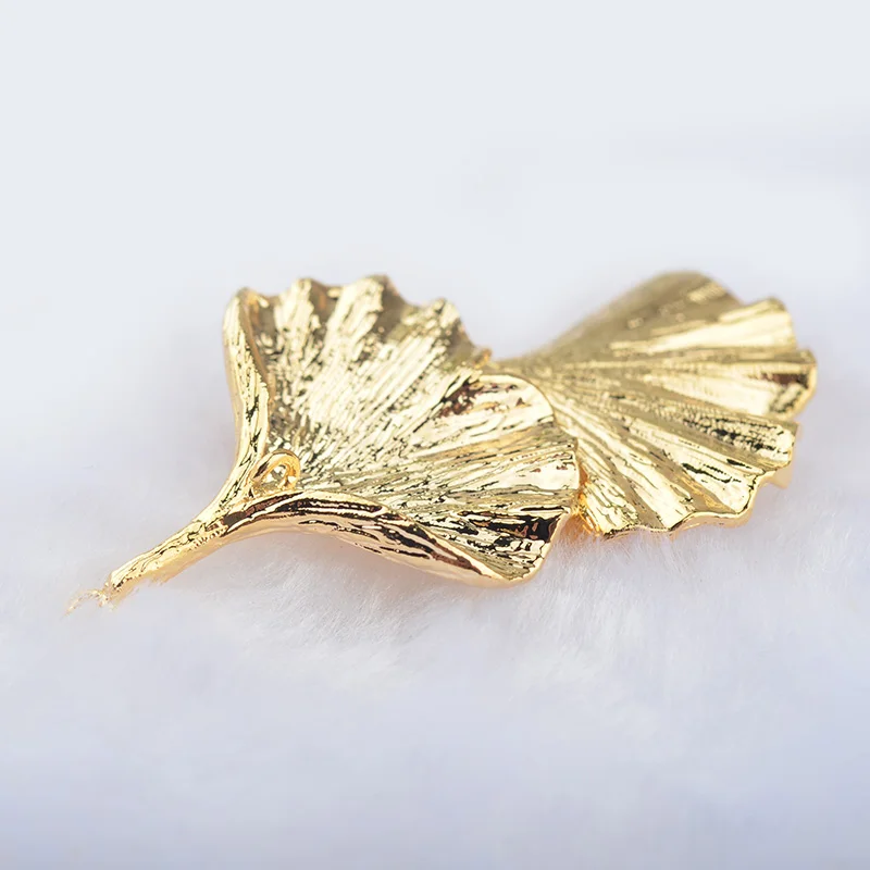 (1605)6PCS 25x30MM 24K Gold Color Plated Brass Ginkgo Leaves Charms Diy Jewelry Findings Earrings Accessories