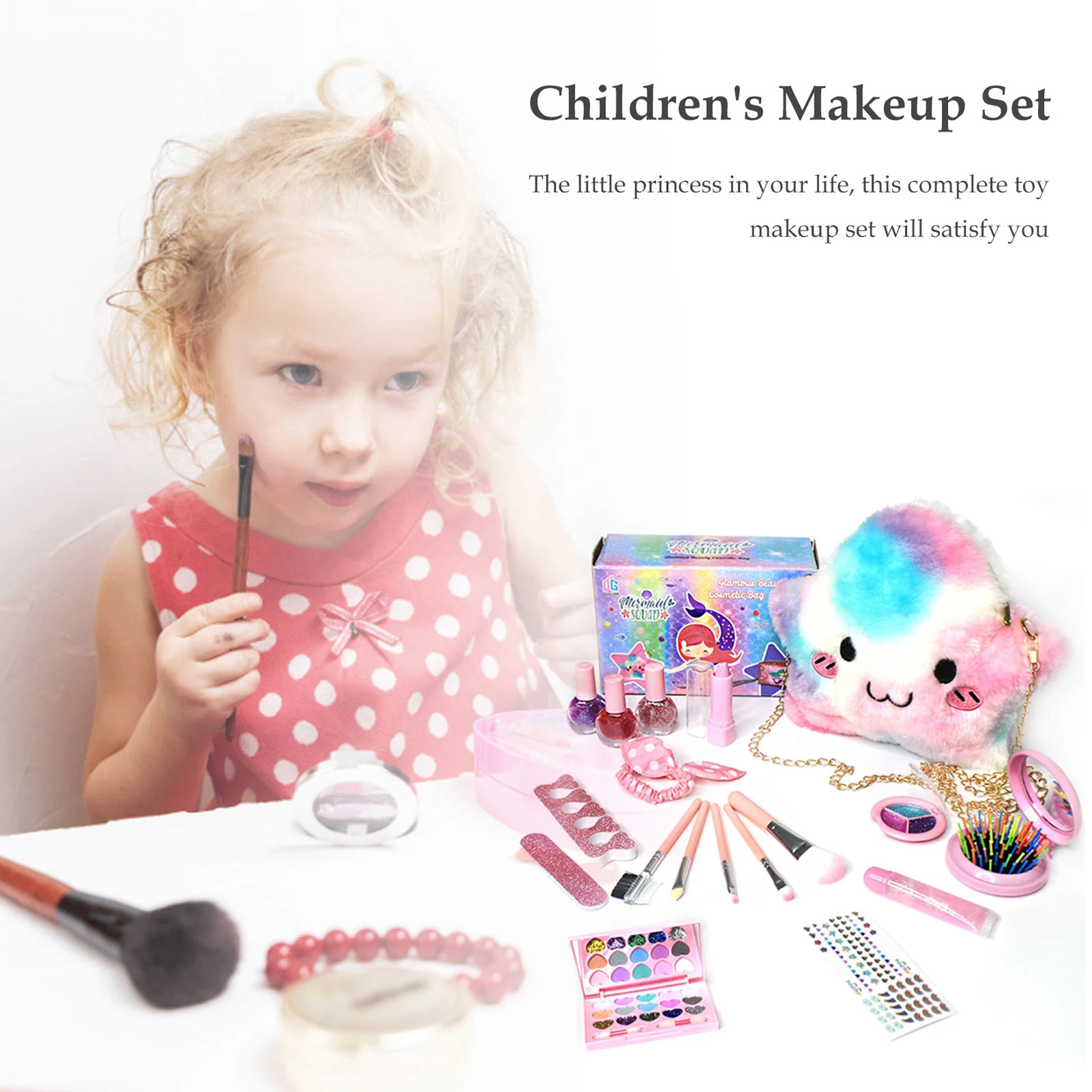 18Pcs Pretend Play Simulation Cosmetic Girls Makeup Set Kit Handbag Eyeshadow Lipstick Kid Make Up Safe Nontoxic Toys for Girls