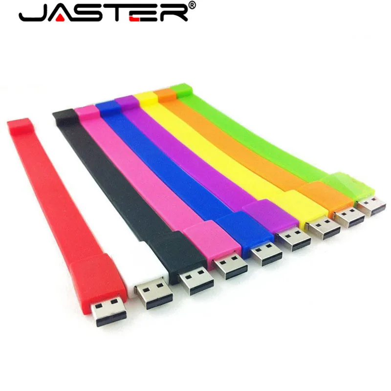 Hot selling USB 2.0 flash drives fashionable colorful small wristband real capacity 64GB pen drive memory stick sports gift