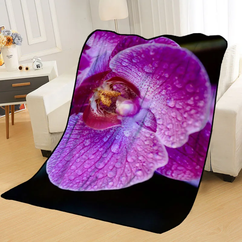 Personalized Blankets Custom Orchid Flowers Blankets for Beds Soft TR DIY Your Picture Dropshipping Throw Travel Blanket