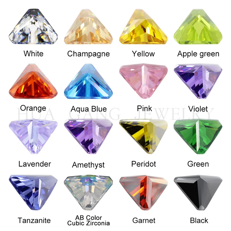 5A Triangle Shape Cubic Zirconia Stone Multicolor Brilliant Cut Loose CZ Synthetic Gems Beads For Jewelry