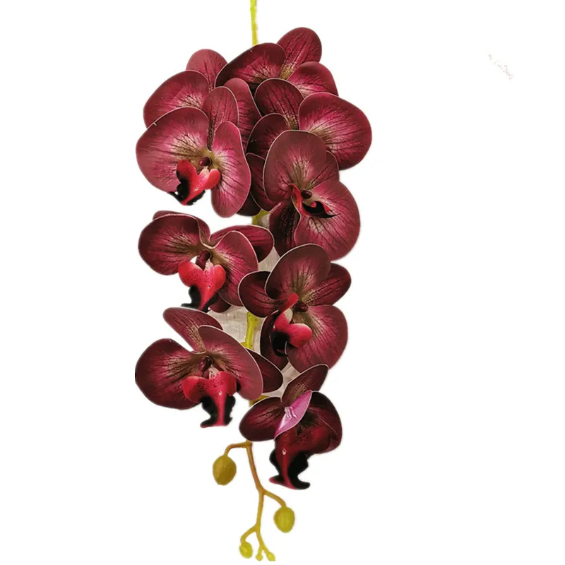 One Latex Butterfly Orchid Flowers 9 Heads Real Touch Good Quality Artificial Phalaenopsis Orchid