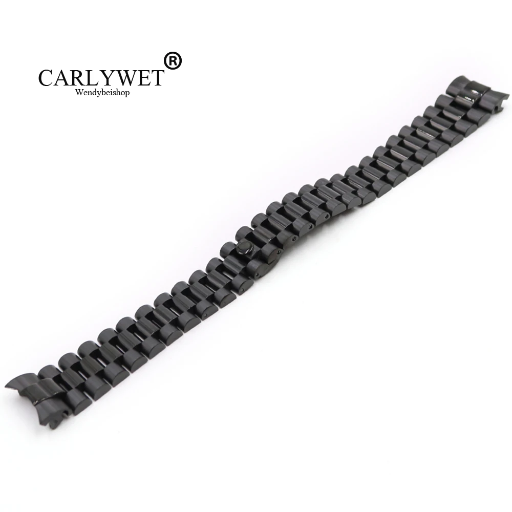 CARLYWET 20mm Gold 316L Stainless Steel Solid Curved End Screw Links Replacement Wrist Watch Band Bracelet For Rolex President