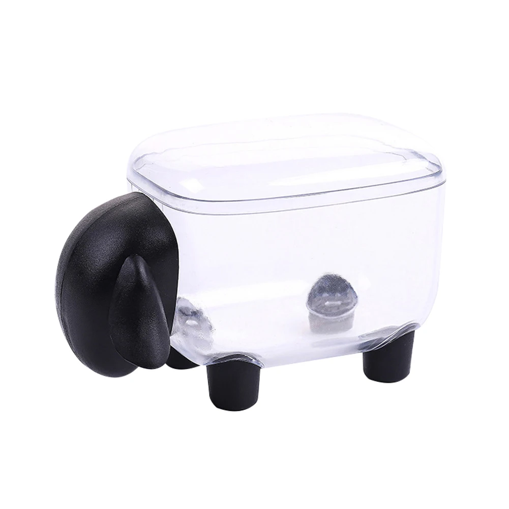 

Lovely Sheep Shape Transparent Storage Box Plastic Cotton Swab Stationery Organizer Office Desktop Ornament