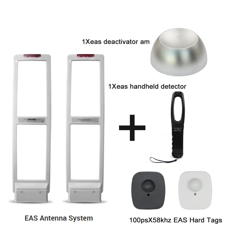 New Arrival Anti Theft Gate Security Antenna EAS RF Antenna Alarm System with hard Labels tags & Deactivator & Handheld Tester