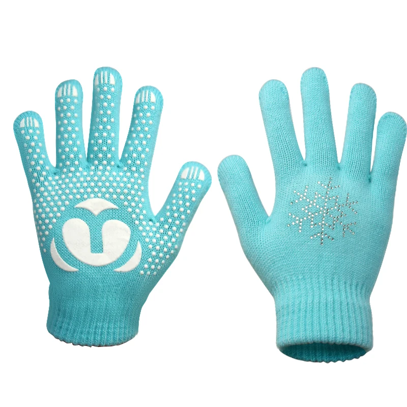 2022 Magic Ice Figure Skating Wrist Gloves Training Warm Hand Protector Thermal Safety For Kids Girl Boy Rhinestone Non-stick