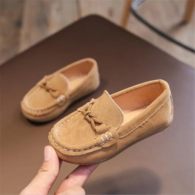 Flock Children Designer Loafers Shallow Mouth Kids Casual Shoes Bow Baby Toddler Flats Moccasins