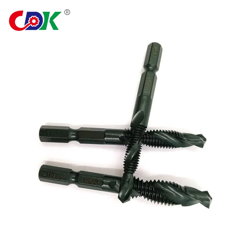 6Pcs M3-M10 Hex Shank HSS Screw Thread Metric Tap Drill Bits Combination Drill Tap