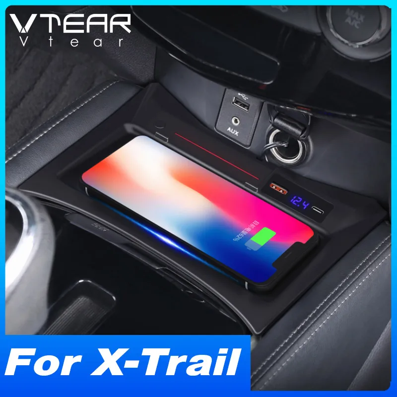 

Car Wireless Charger Plate Fast Phone Charging Adapter For Nissan X-Trail Interior Accessories Modification Product 2014-2021