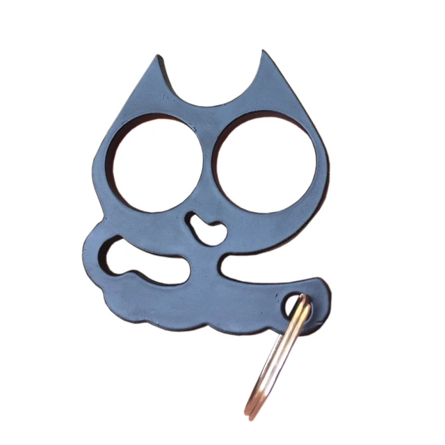 New Cute Cat Outdoor Self defense Keychain Metal Two finger Key Chains Pendant Set Cute and Violent Aesthetics Key Ring AliExpress