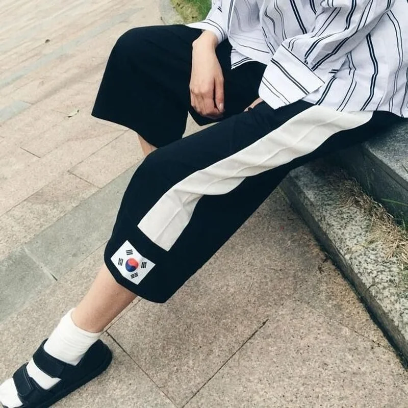 Pantaloni della tuta con coulisse pantaloni estivi da donna alla moda pantaloni larghi allentati per il tempo libero studenti pantaloni sportivi pantaloni stampati