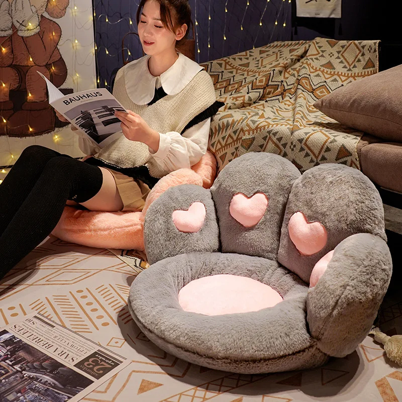 New Style 50/60cm Bear Cat Paw Plush Seat Cushion Ins Lovely Home Decoration Floor Mat Stuffed Soft Chair Rest Cushion Dolls