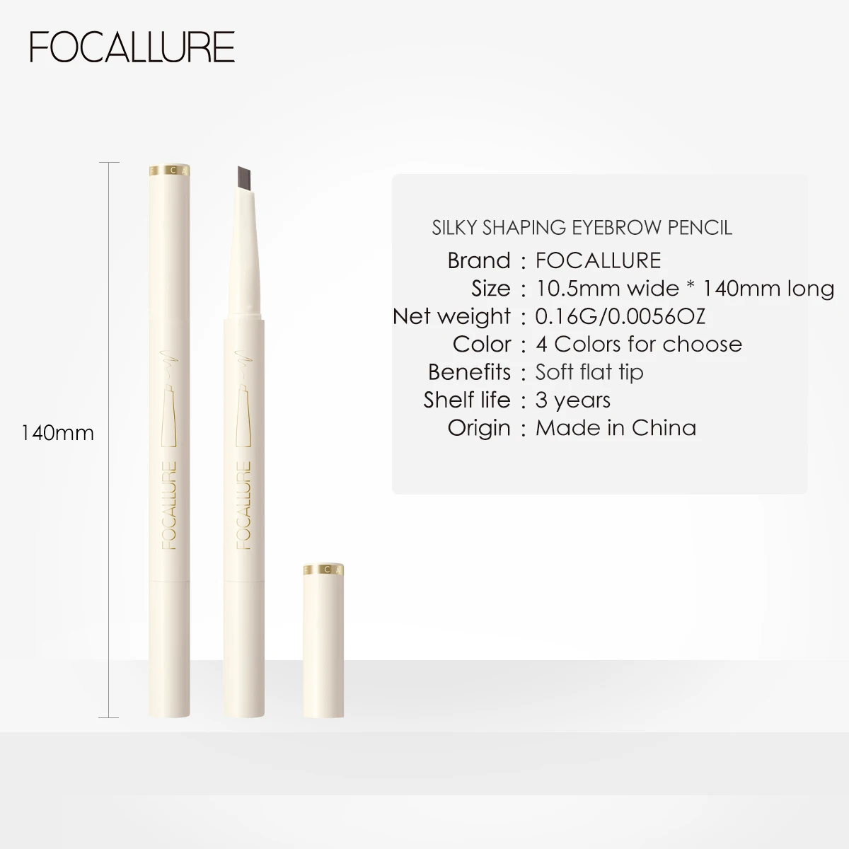 FOCALLURE-Crayon de Tatouage Coulissant pour Sourcils, Maquillage Naturel, Super Étanche, Longue Durée, Noir et Marron, Vente en Gros