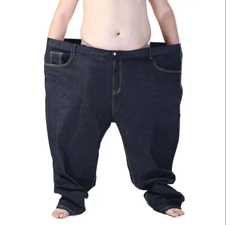 جينز كبير الحجم للرجال 11xl 12xl 13 14xl بنطلون بنطلون كبير الحجم 70 جينز مرونة سراويل قطنية مستقيمة كبيرة الحجم جينز أسود 68