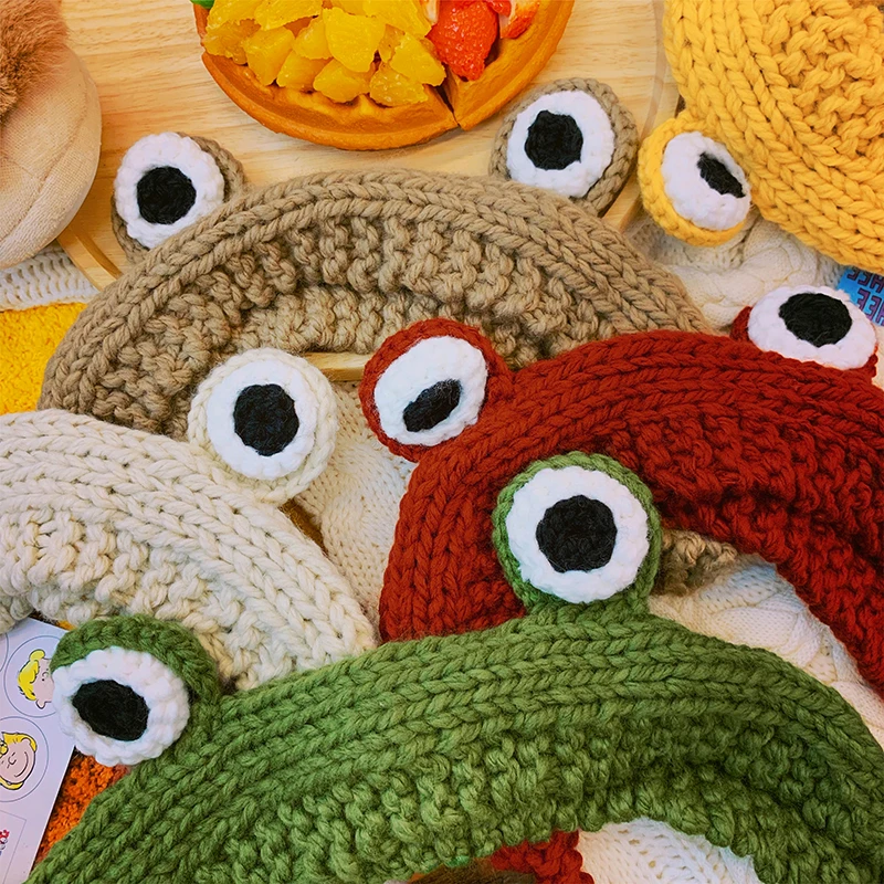 NEW Winter Skullies Cute Women Frog Hat Crochet Knitted Hat Costume Beanie Hats Cap Gift Hip-hop Cap Photography Prop Party