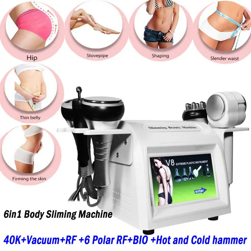 

6 In1 40K Cavitation Hot and Cold Hammer BIO RF Vacuum Slimming Machine for Fat Burn Weight Loss