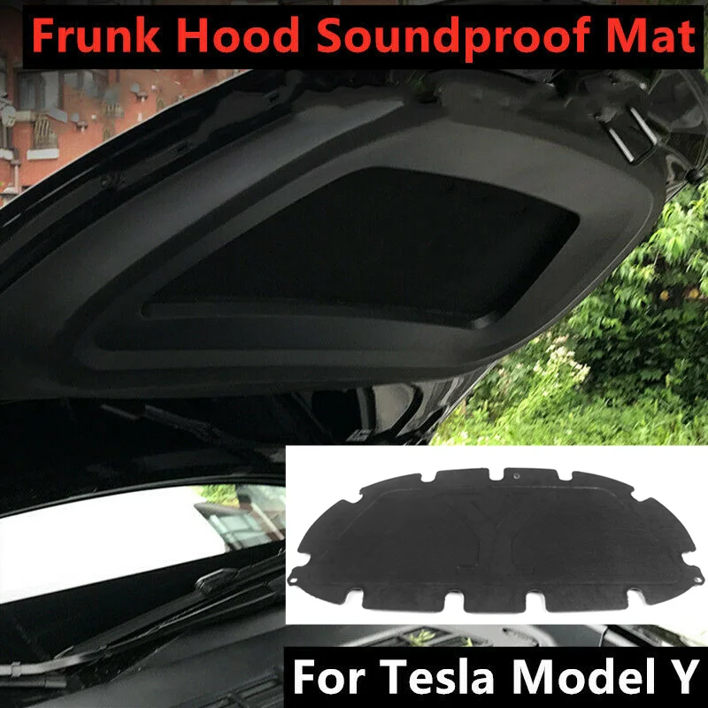 For Tesla Model Y Front Trunk Hood Soundproof Cotton Car Bonnet Noise Reduction Mat Pad Sound Insulation Cover Accessories