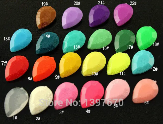 50pcs 18x25mm various colors  Acrylic  teardrop  candy Fancy Stone Pointed back Droplet Beads No holes  For Jewelry Making,Garm