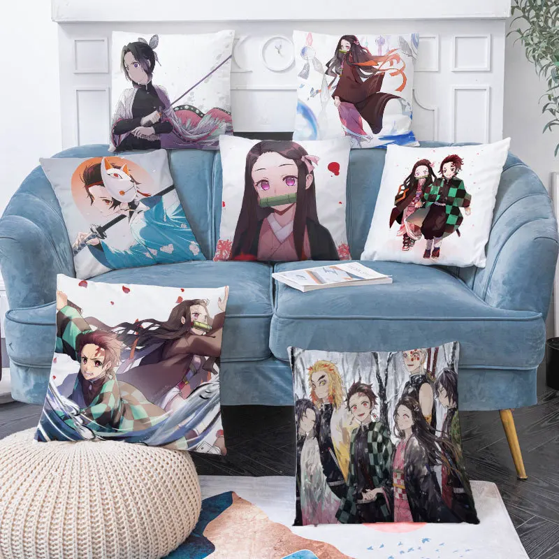 

Cartoon Anime Pillow Cover 45x45cm Home Flannel Anime Sofa Cushion Cover Bedside Backrest Pillow Case pillow covers decorative