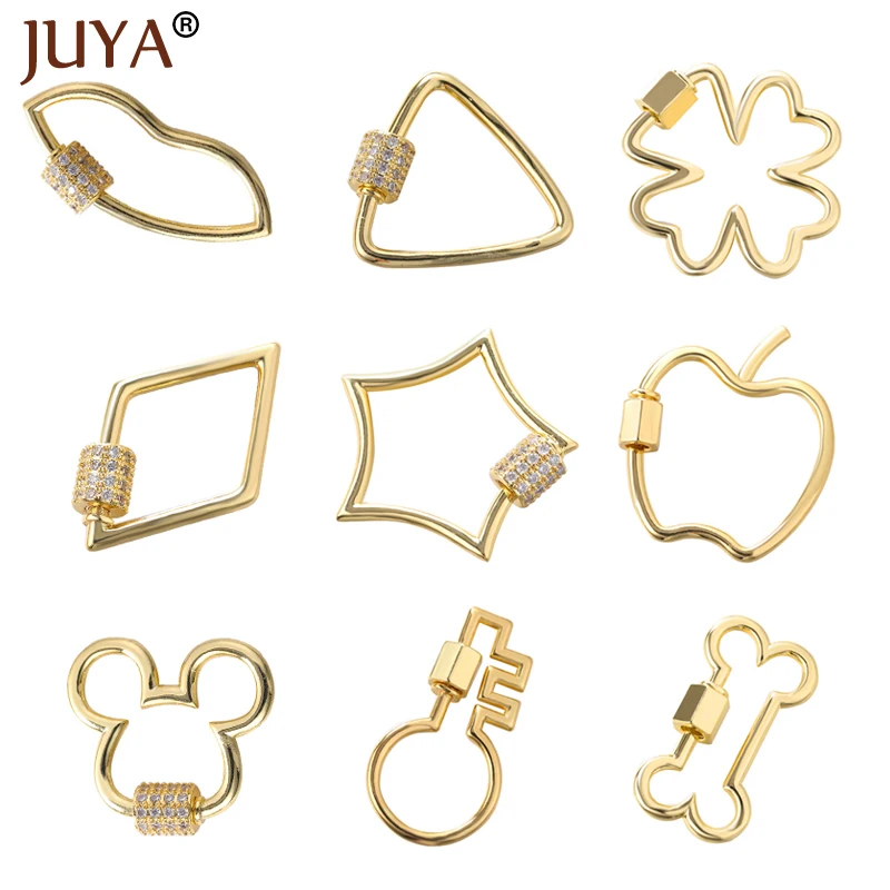 Juya Coppe Spiral Lock Clasp Pendants for DIY Necklace Bracelet Luxury Jewelry Making Gold Filled Carabiner Link for Jewelry