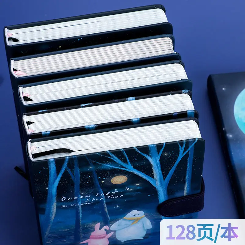 256 Page Cute Notebook Magnetic Buckle Color Page Student Manual Ledger Notepad Diary Book