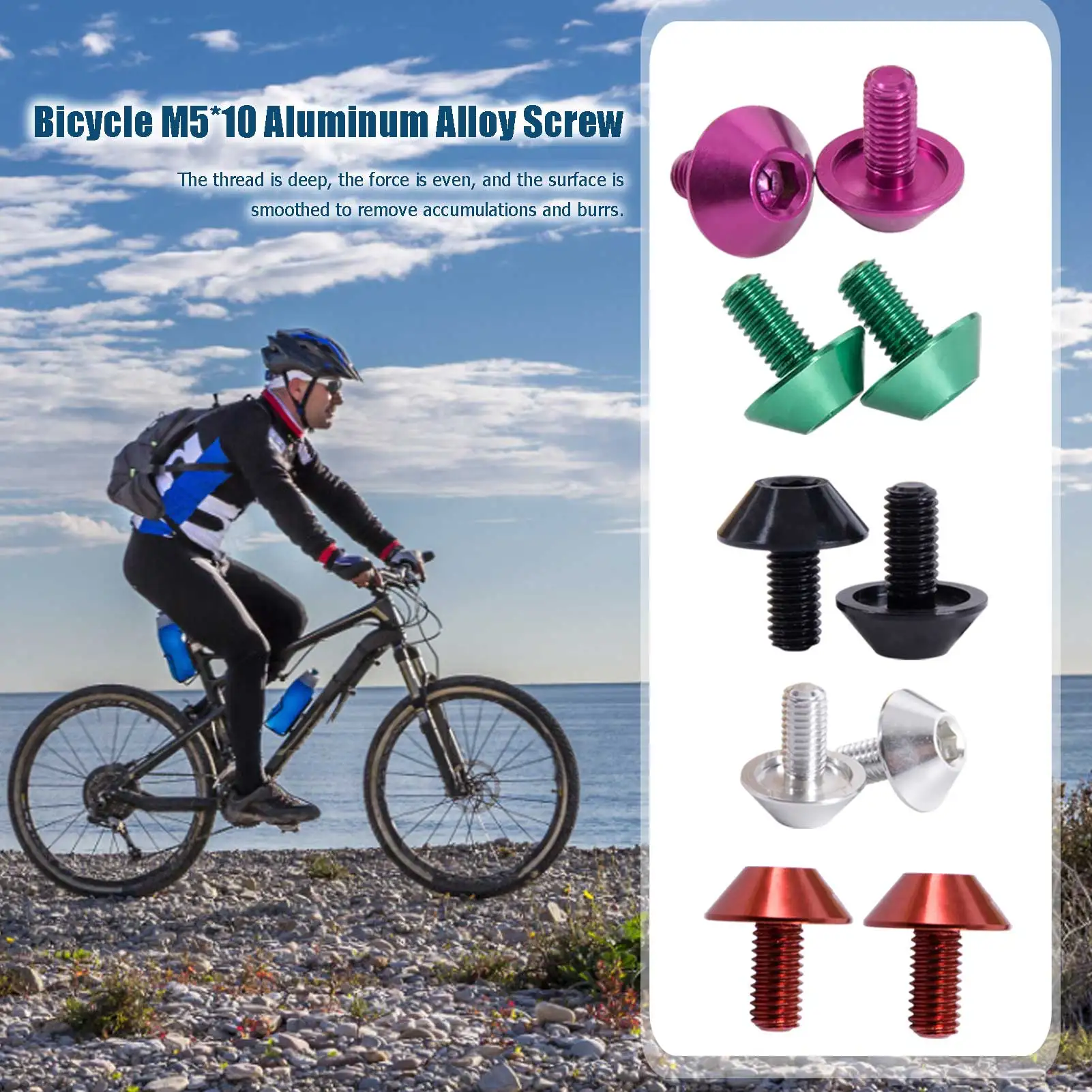 2Pcs M5x10mmAluminum Alloy Bicycle Water Bottle Cage Holder Screw MTB Mountain Road Bike Cycling Water Cage Rack Bolts