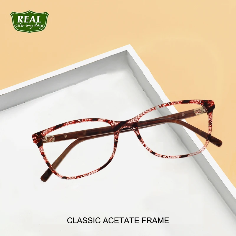 Classic Colorful Acetate Frame Bead Design Spectacle Frame Myopia Prescription Glasses Women Eyewear