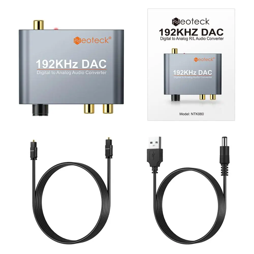 Neoteck alluminio nero grigio convertitore DAC adattatore digitale/analogico Toslink ottico coassiale a Stereo L/R RCA 3.5mm Jack DAC