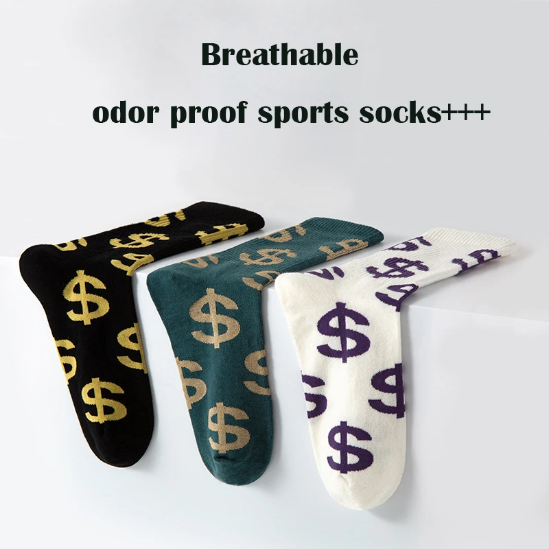 

Autumn Winter Trend Letter European Style Socks Medium Tube Mesh Pure Cotton Silk All-Match Sports Breathable Ins Couple Socks