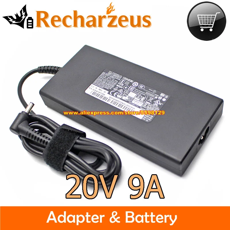 

Genuine Slim AC Adapter For MSI WS66 10TK Srowd 15 GS66 10SE-044 MS-17F5 GS65 Charger Delta 180W 20V 9A ADP-180TB H Power Supply