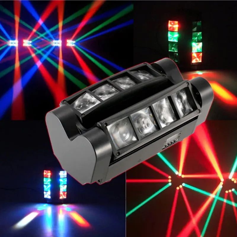 

2pcs/lot 8x10W Mini Led Spider Light Sound Mode LED Moving Head Lights led Beam Stage Dj RGBW DMX512 disco lighting