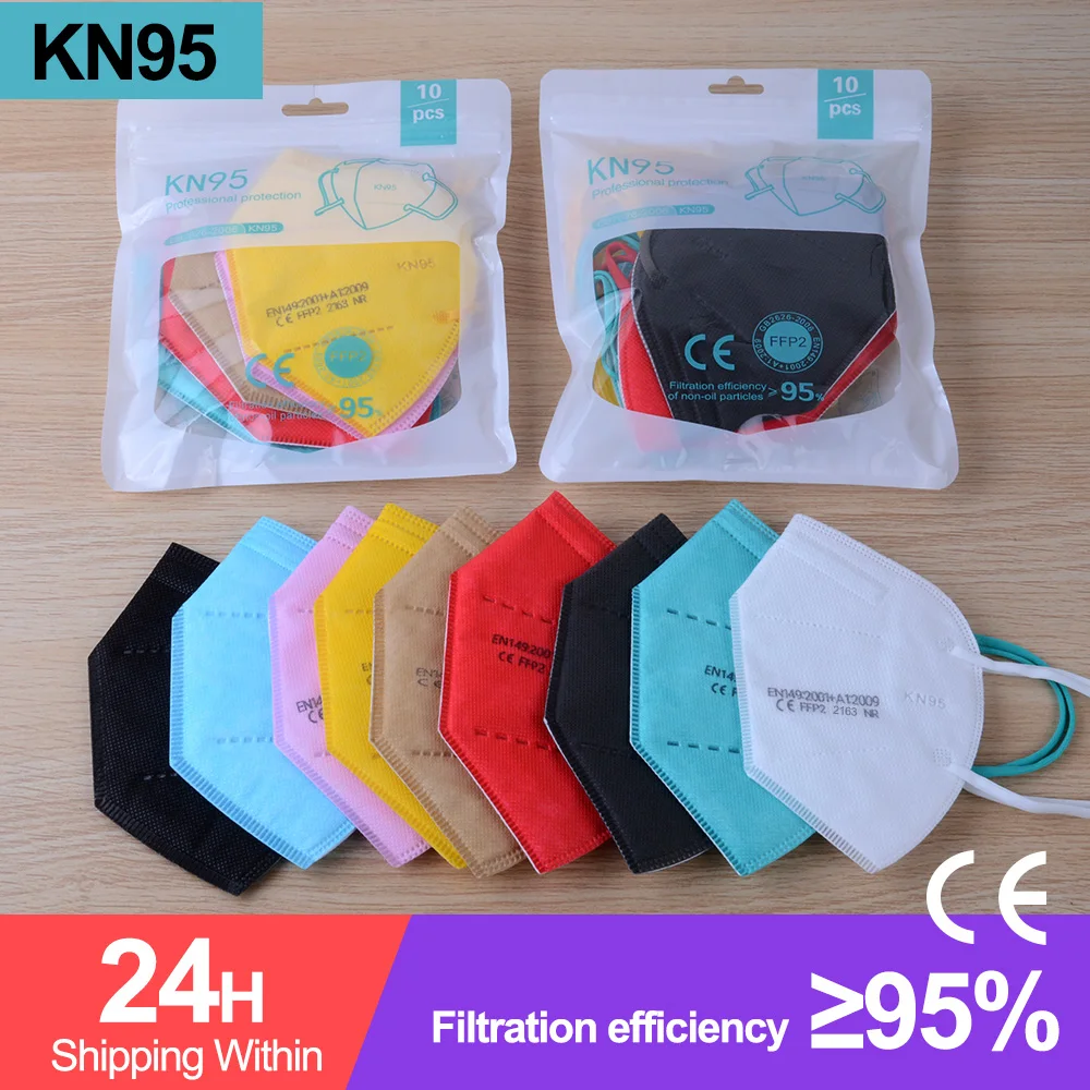 

5-100 piece FFP2 Mascarilla kn95 masks black Protectivce Maske 5-Layers Anti dust mask ffp2mask CE Mascarillas ffp2reutilizable