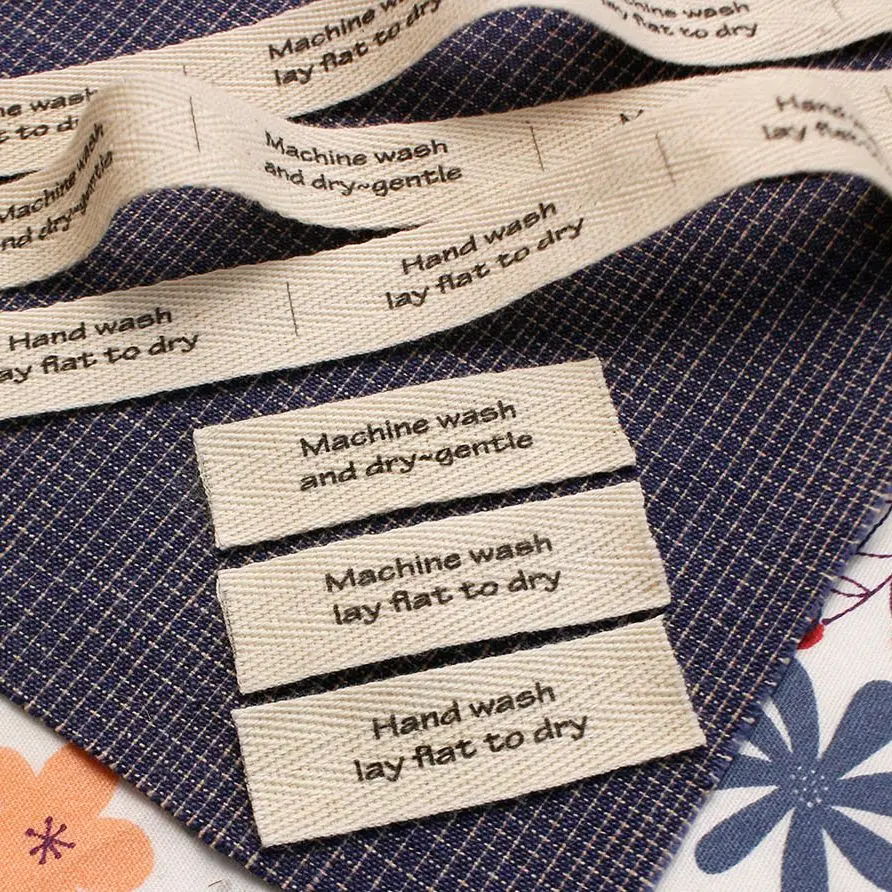 Cotton Twill Webbing, Flat or Folded Labels, Printed Sew-in Fabric,Custom Personalizada, Knitting or Crochet Labels, 15x50mm