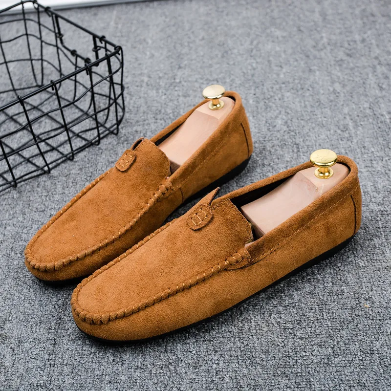England Men's Casual Shoes Suede Driving Shoes Loafers Spring/Autumn New Fashion Low-top Simple Breathable Man Shoes Slip-On