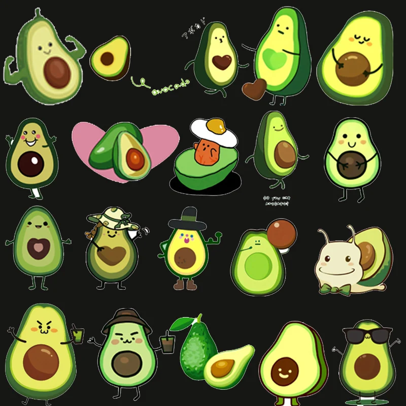 

Cartoons Avocado Fruits Vinyl sticker For kids Iron on Heat Transfer Printing Patches Clothes DIY washable Popular Hot paste