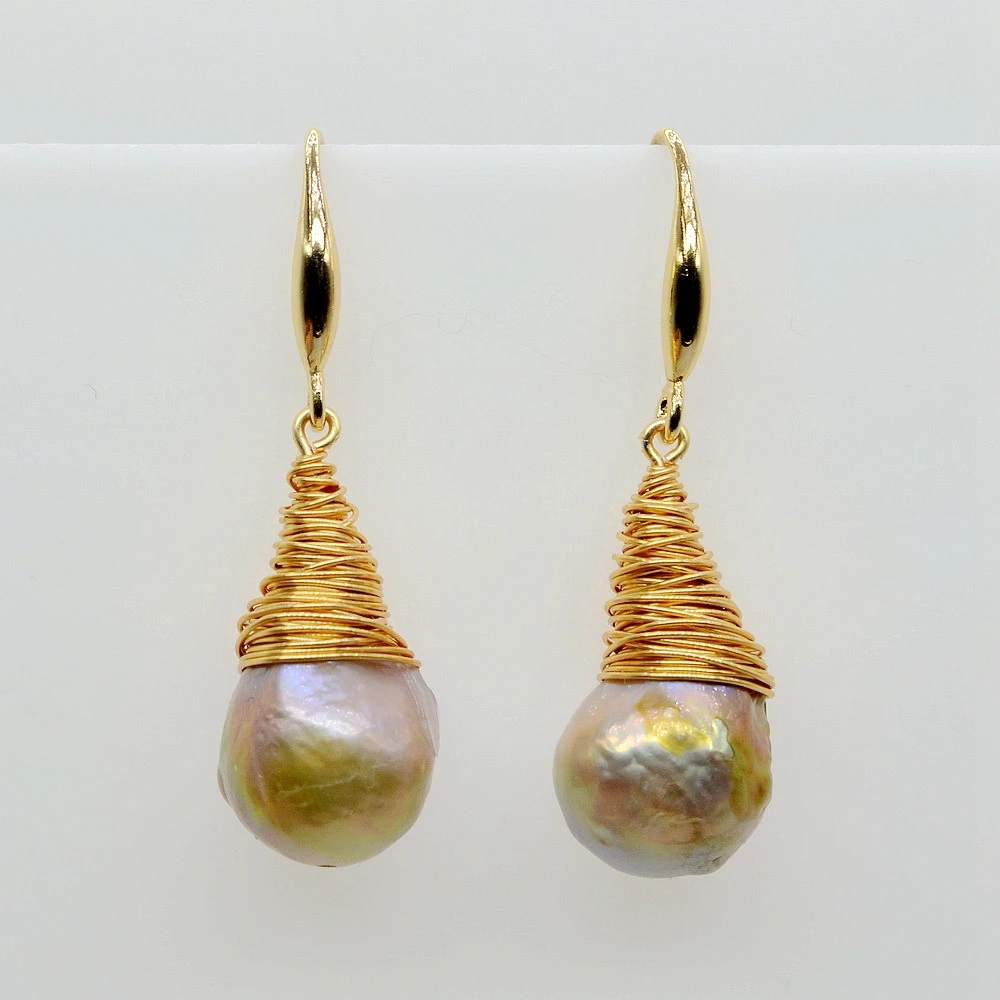 Rainbow Pearl Earrings Natural Color Natural Pearl 925 Sterling Silver Earrings Handmade Baroque Pearl Pendants Women\'s Earrings