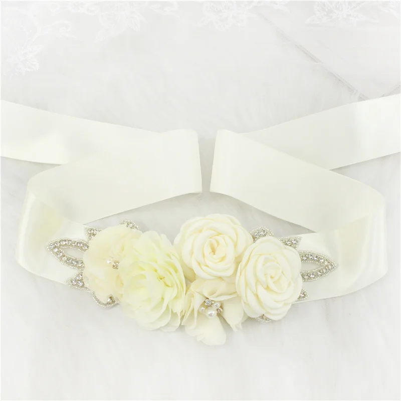 Wedding Accessories Bridal Wedding Belts Rhinestone Satin Flower Sash Woman Girl Waistband Wedding Sashes Belt