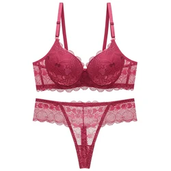 sexy push up adjustable lace underwear accept supernumerary breast bra thickening bra thong set high quality lingerie set