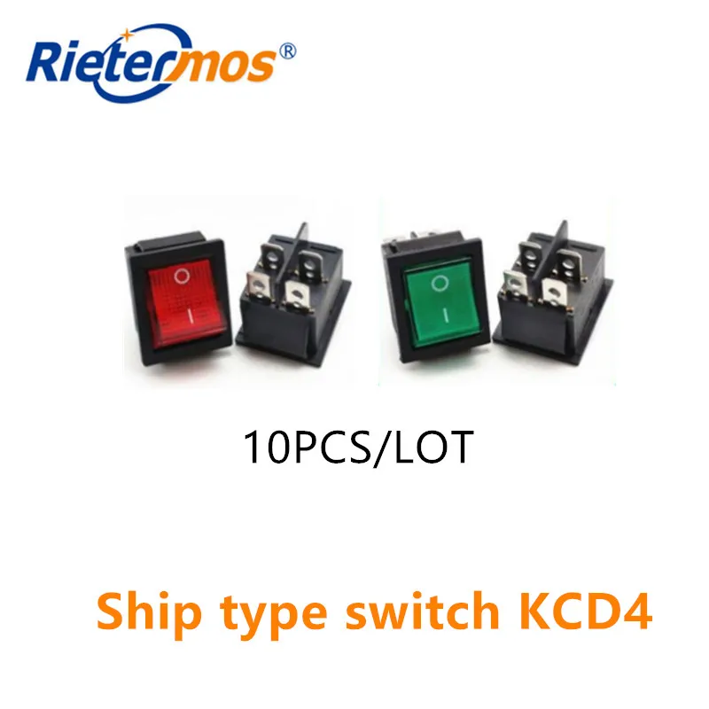 10 قطعة سفينة نوع التبديل KCD4 4 دبوس مع ضوء 6 قدم مع سفينة خفيفة نوع السلطة التبديل 31 مللي متر * 25 مللي متر