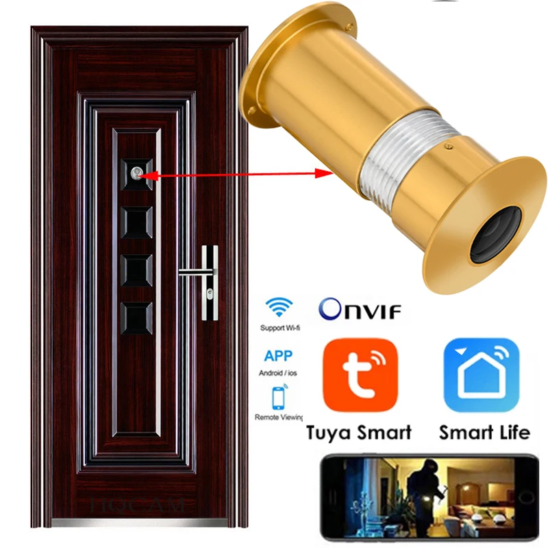 1080P Wifi IP Peephole Camera HD 2MP Home Security Hole Door Eye Motion Detection Mini Video Kamera Build-In Horn Mic Audio Tuya