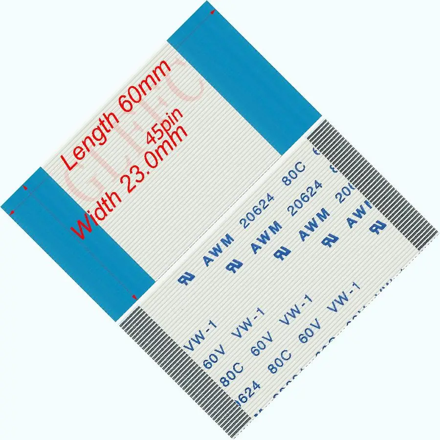 45pin 0.5pitch 60mm-300mm A-type Flexible Flat Cable FFC awm 20624 ROHS for TTL LCD DVD Computer