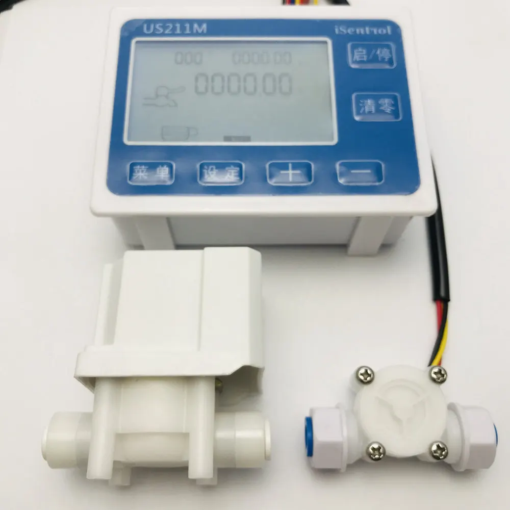 Sensor de flujo de agua US211M-PE Hall, lector de flujo de 24V con efecto hall de USN-HS08TA, adaptador de corriente incluido