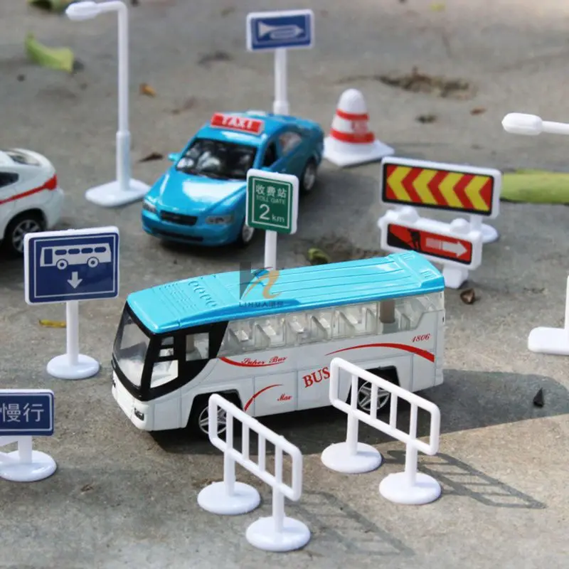 56 pcs/set DIY Model Scene Toy Road Sign Traffic Sign E06F