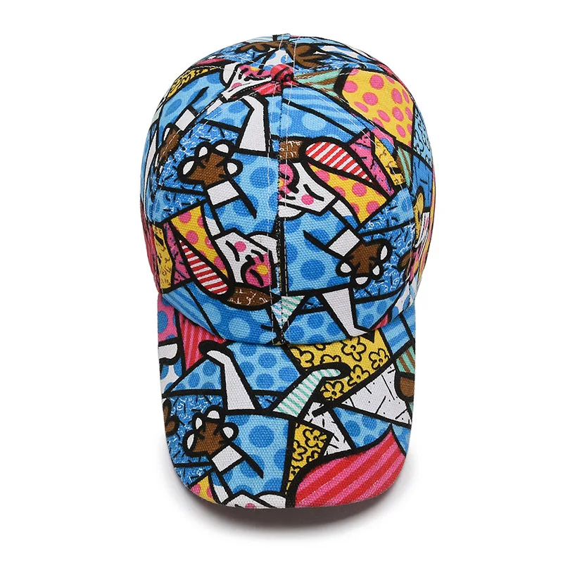 Men Women Cool Lips Flowers Cartoon Print Sport Baseball Cap Summer Sunscreen Punk Hip Hop Street Dance Performance Sun Hat R56