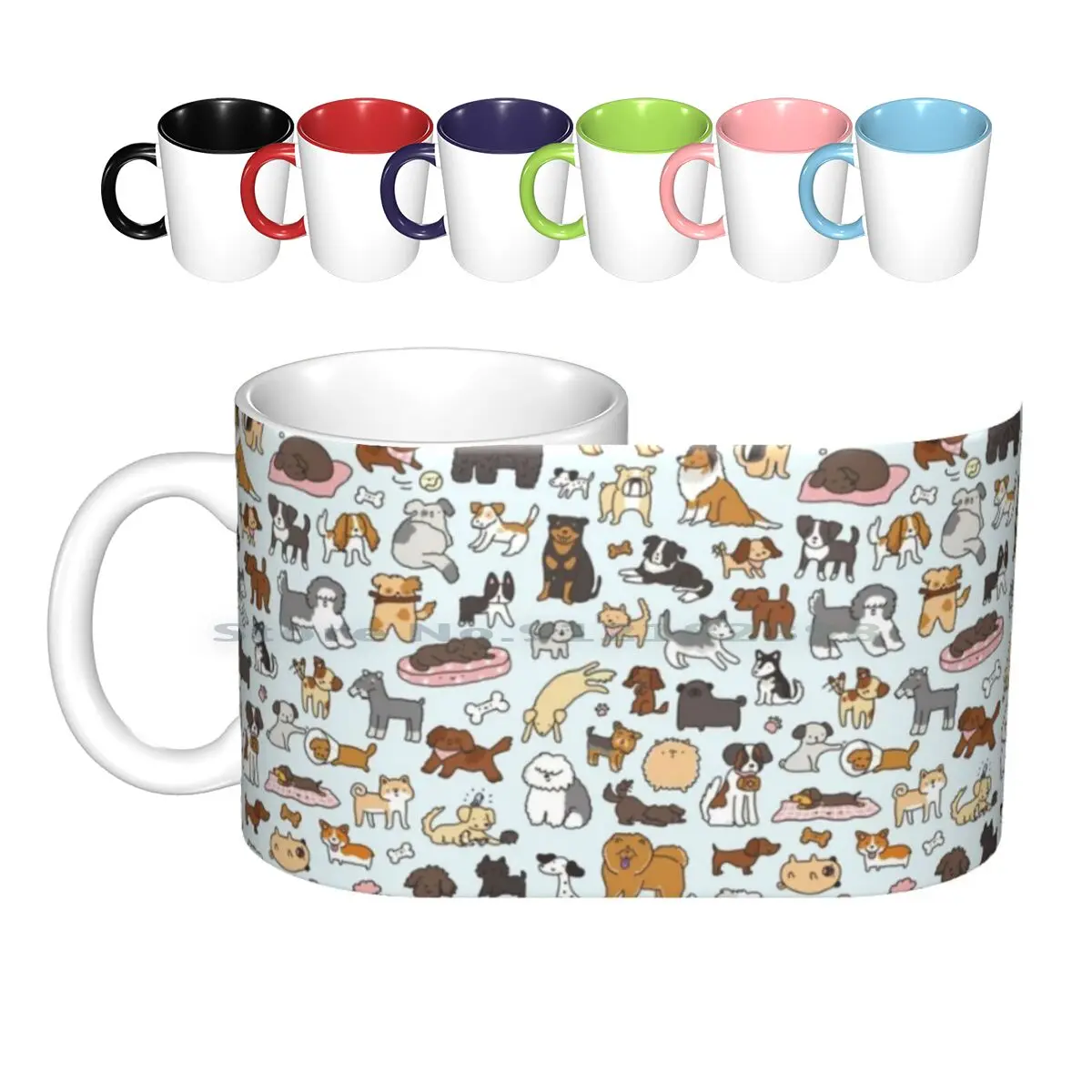 Doggy Doodle Ceramic Mugs Coffee Cups Milk Tea Mug Kawaii Cute Dog Dogs Cute Animals Pugs Corgi Pomeranian Poodle Dachshund