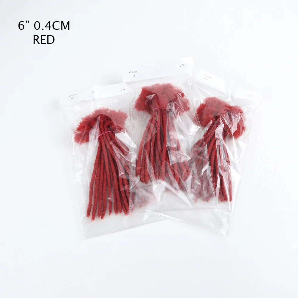 AHVAST Red Dreadlocks Extensions With Human Hair Handmade Locs 20 Strands Per Bundle