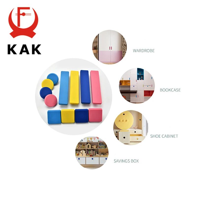 KAK Kids Room Cabinet Knobs and Handles Cartoon Furniture Handles PVC Door Knob Safe Kids Drawer Cabinet Pulls for kids Hardware