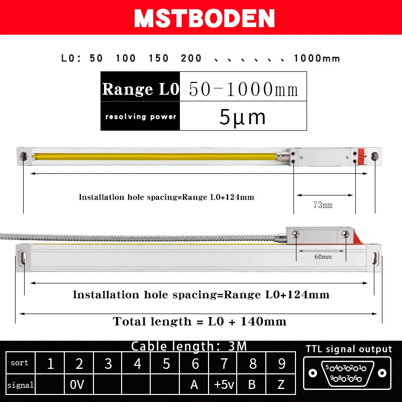 High Precision Optical Digital Linear Electronic Grating Ruler Incremental Encoder 2 3 Axis Lcd Dro Lathe Milling Machine